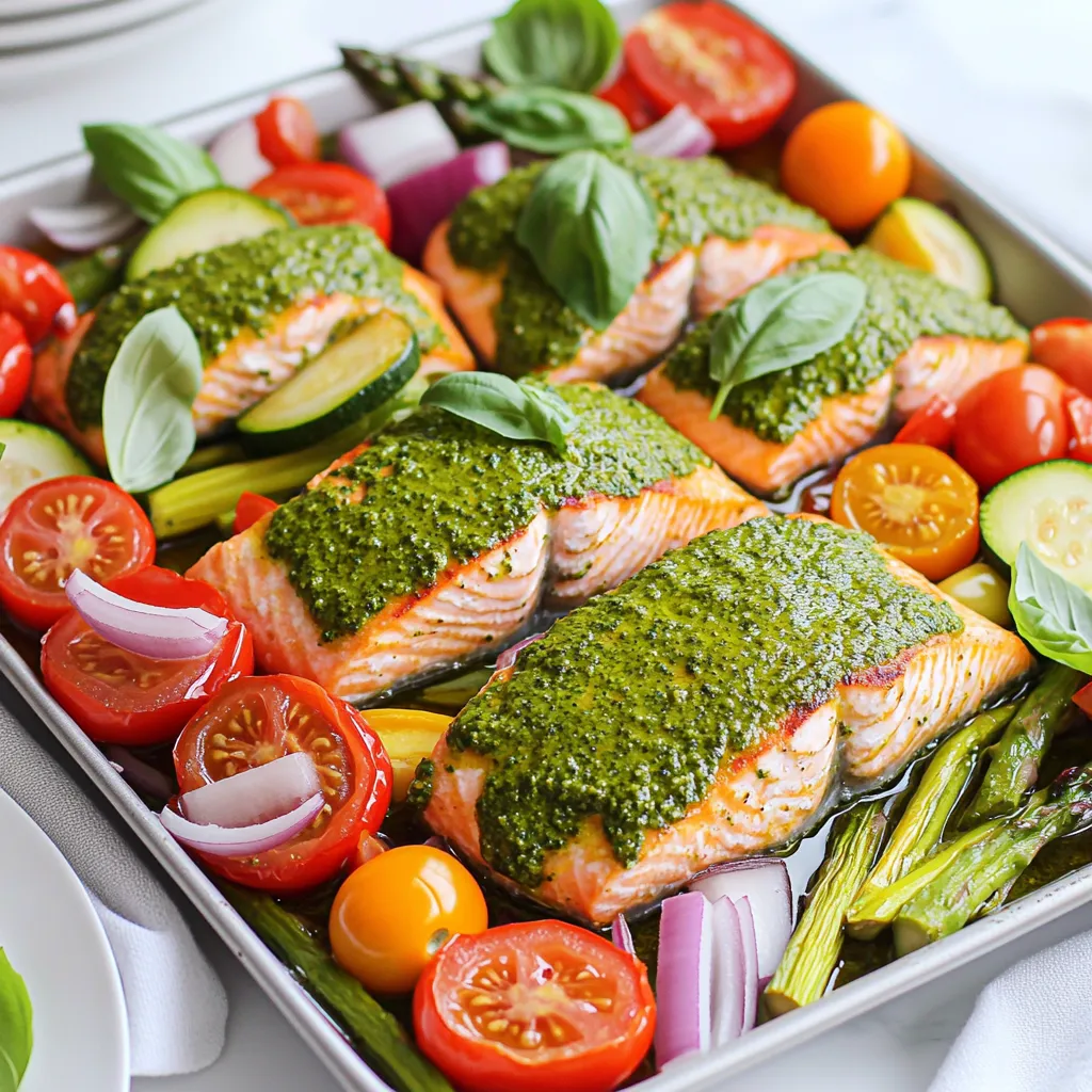 Sheet Pan Pesto Salmon Veggies Quick and Tasty Meal