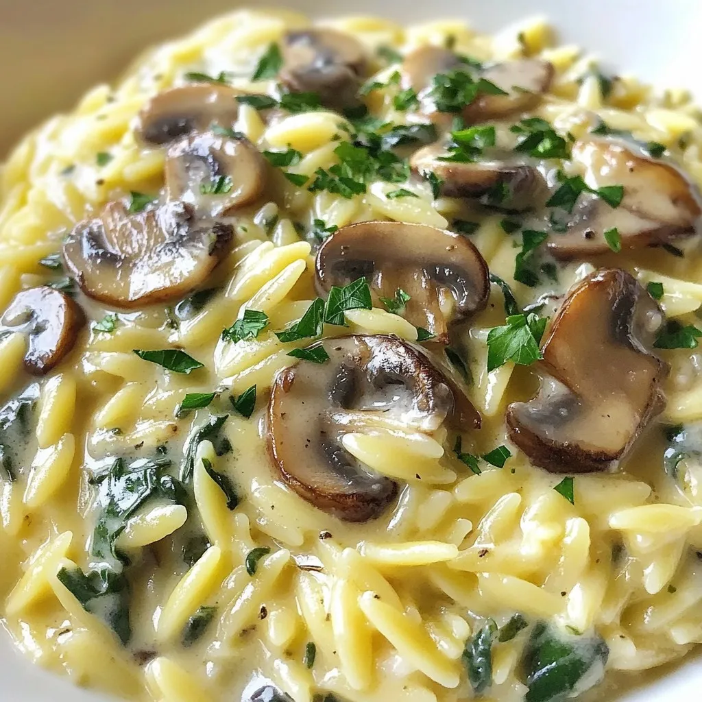 Creamy Mushroom Spinach Orzo Flavorful Dinner Option