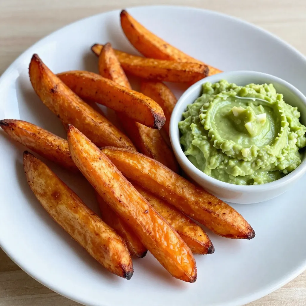 Sweet Potato Fries with Avocado Dip for Flavorful Snack