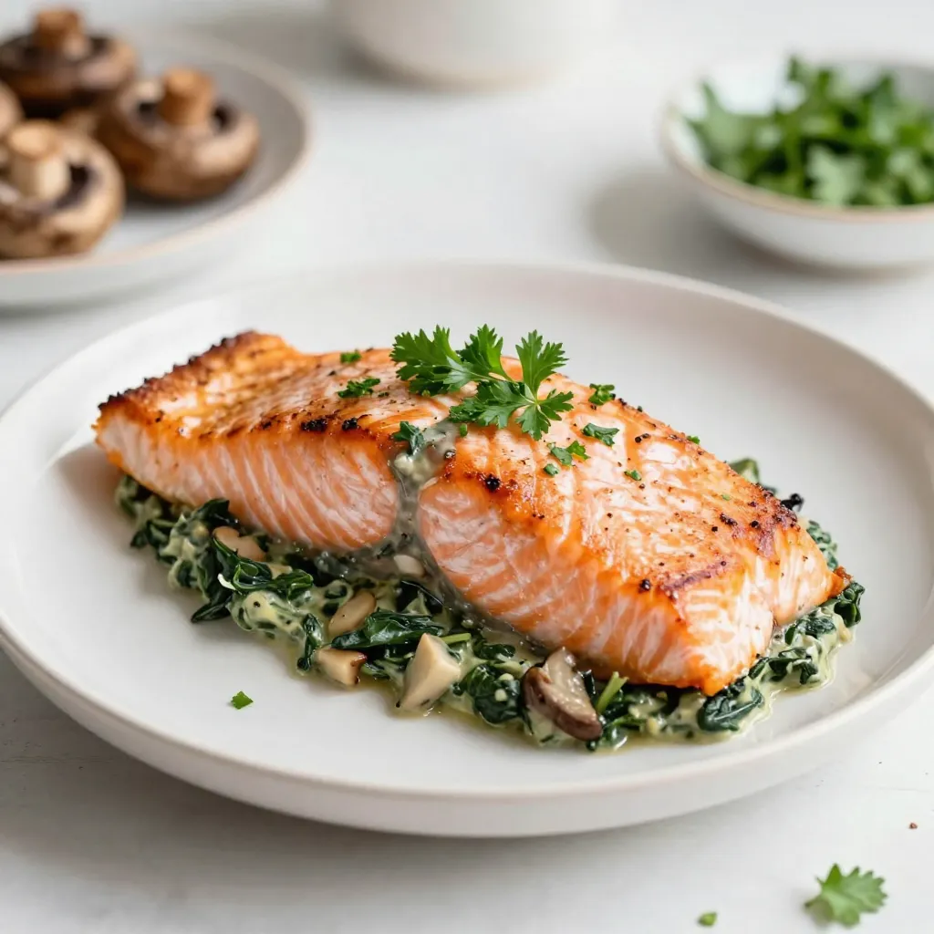 Mushroom Spinach Stuffed Salmon Flavorful Dinner Delight
