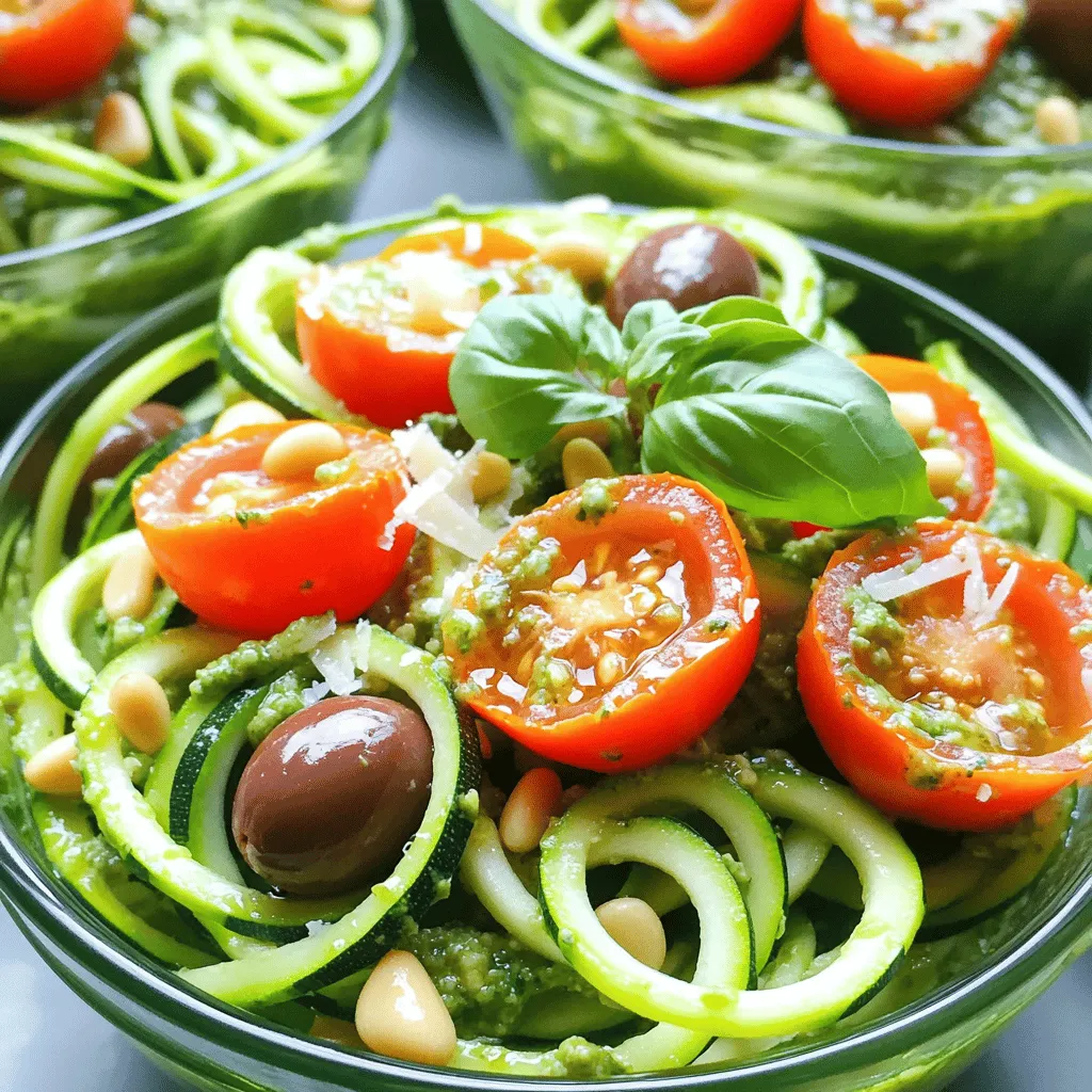 Basil Pesto Zucchini Noodle Salad Fresh and Flavorful