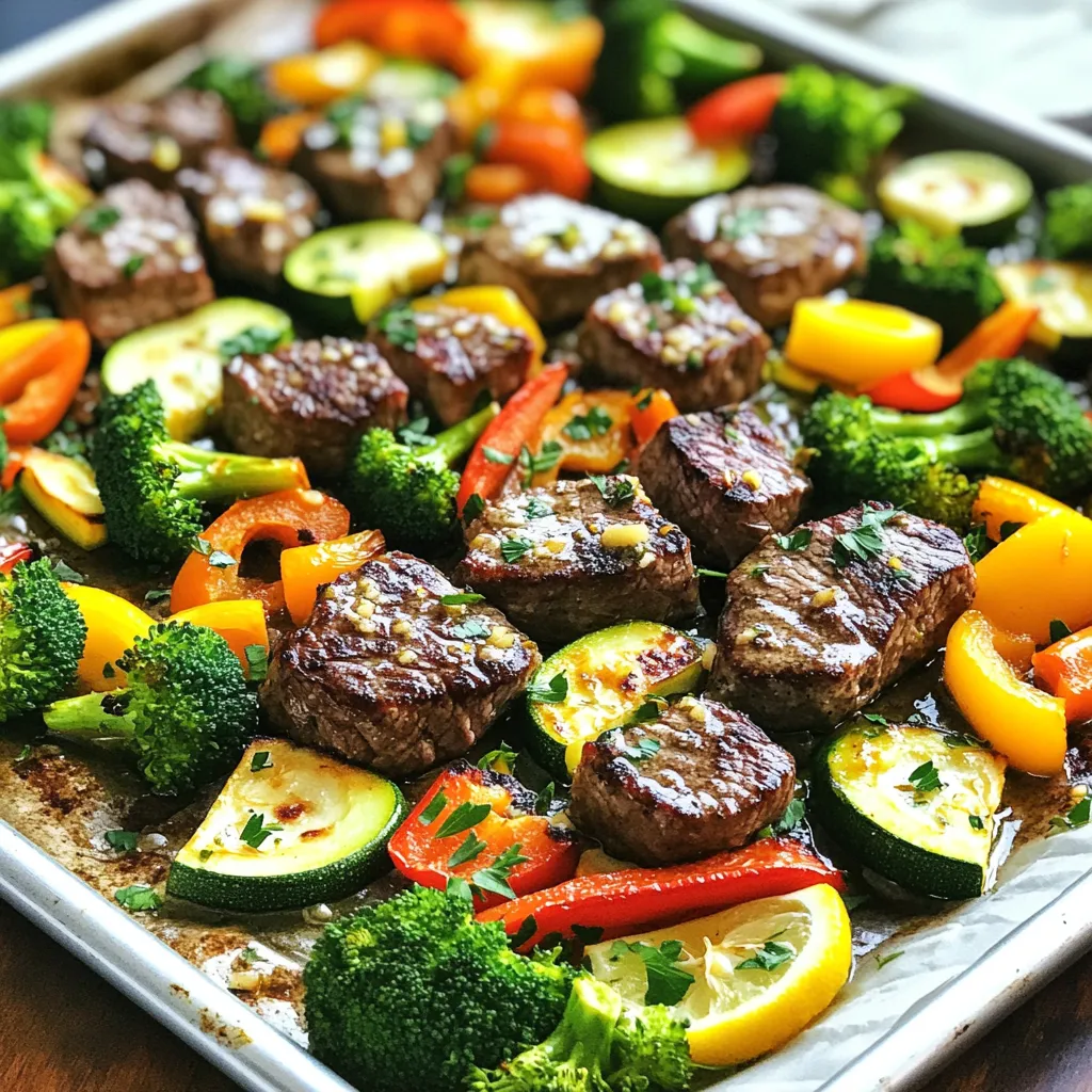 Sheet-Pan Garlic Butter Steak &#038; Veggies Delight