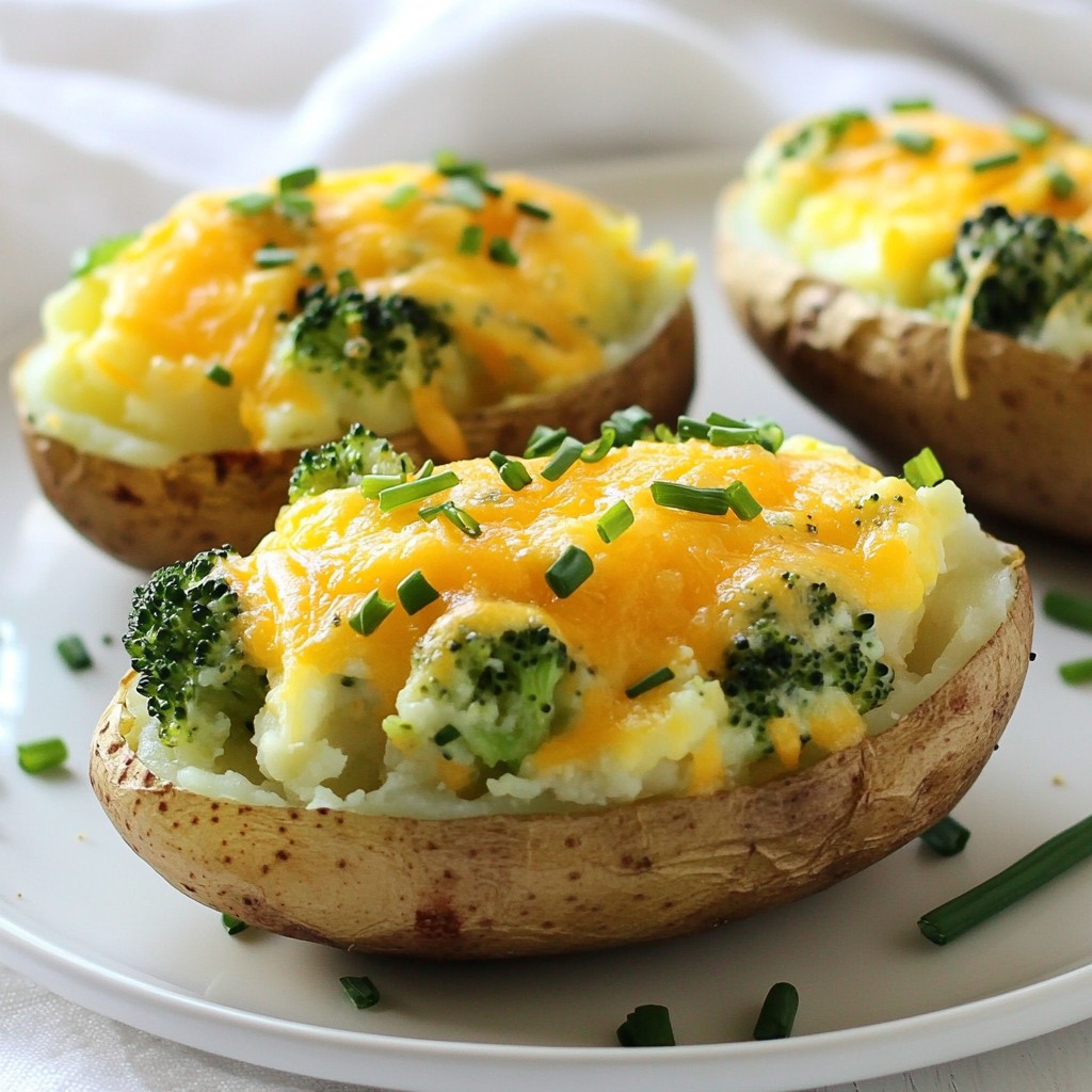 Cheesy Broccoli Cheddar Twice Baked Potatoes Delight