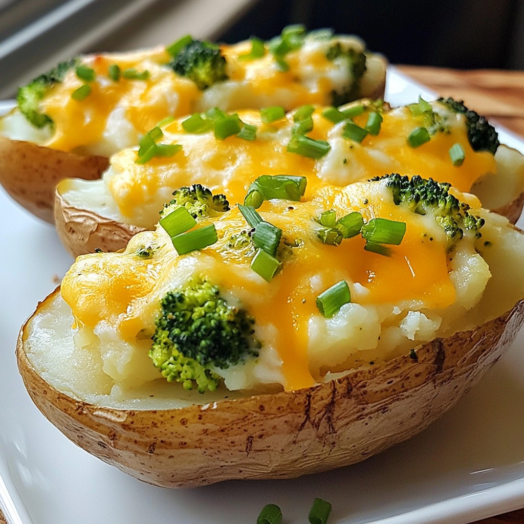 Cheesy Broccoli Cheddar Twice Baked Potatoes Delight