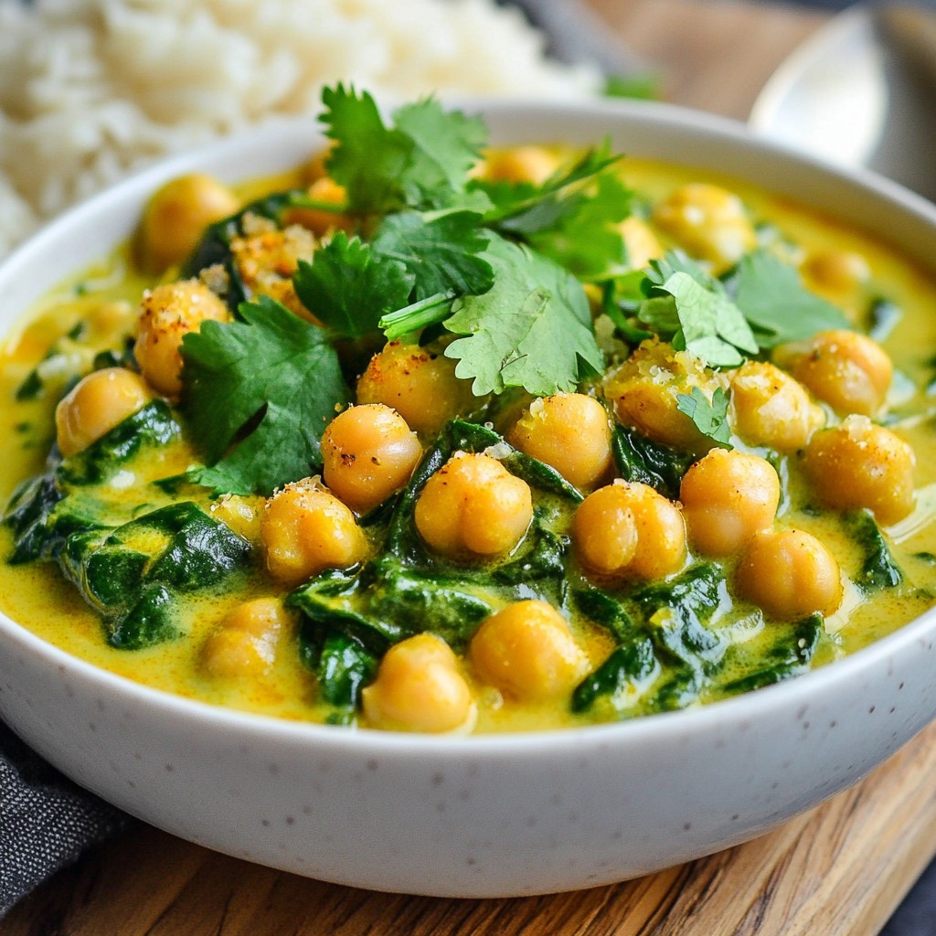 Chickpea Spinach Coconut Curry Rich and Flavorful Dish