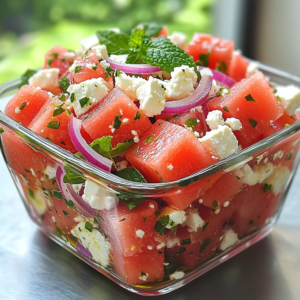 Watermelon Feta Mint Salad Refreshing and Simple Dish