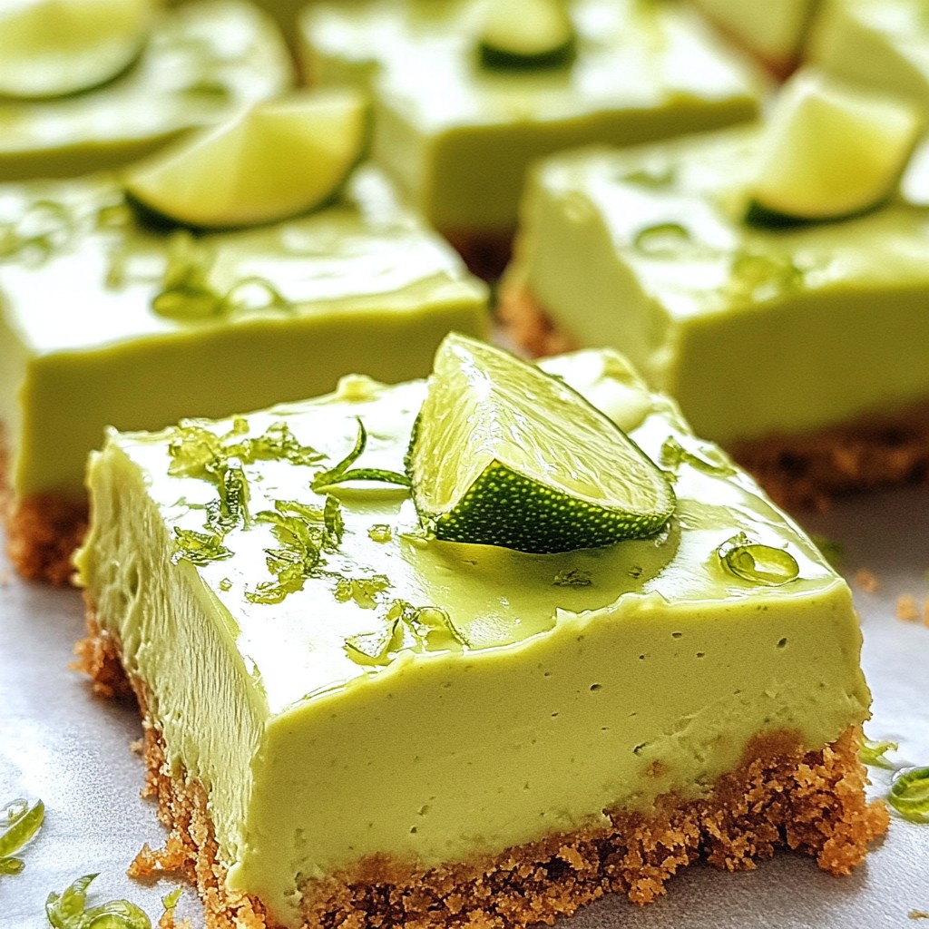 Avocado Lime Cheesecake Bars Creamy and Fresh Delight