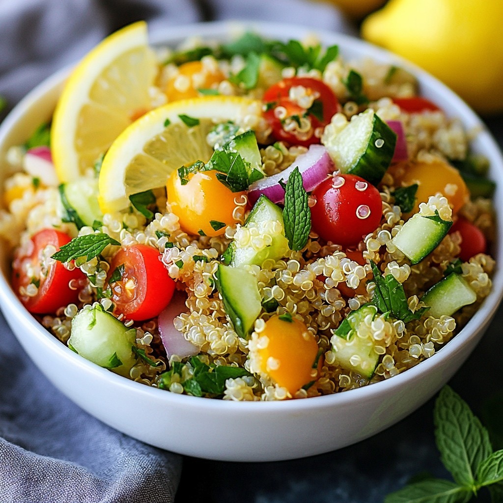 Frugal Lemon Herb Quinoa Salad with Cucumbers Delight