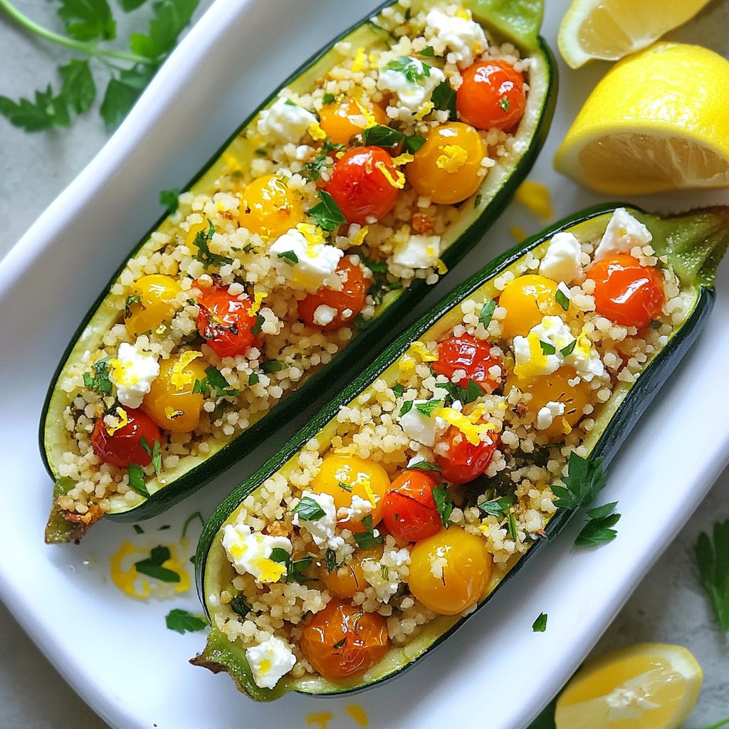 Lemon Herb Couscous Stuffed Zucchini Delight