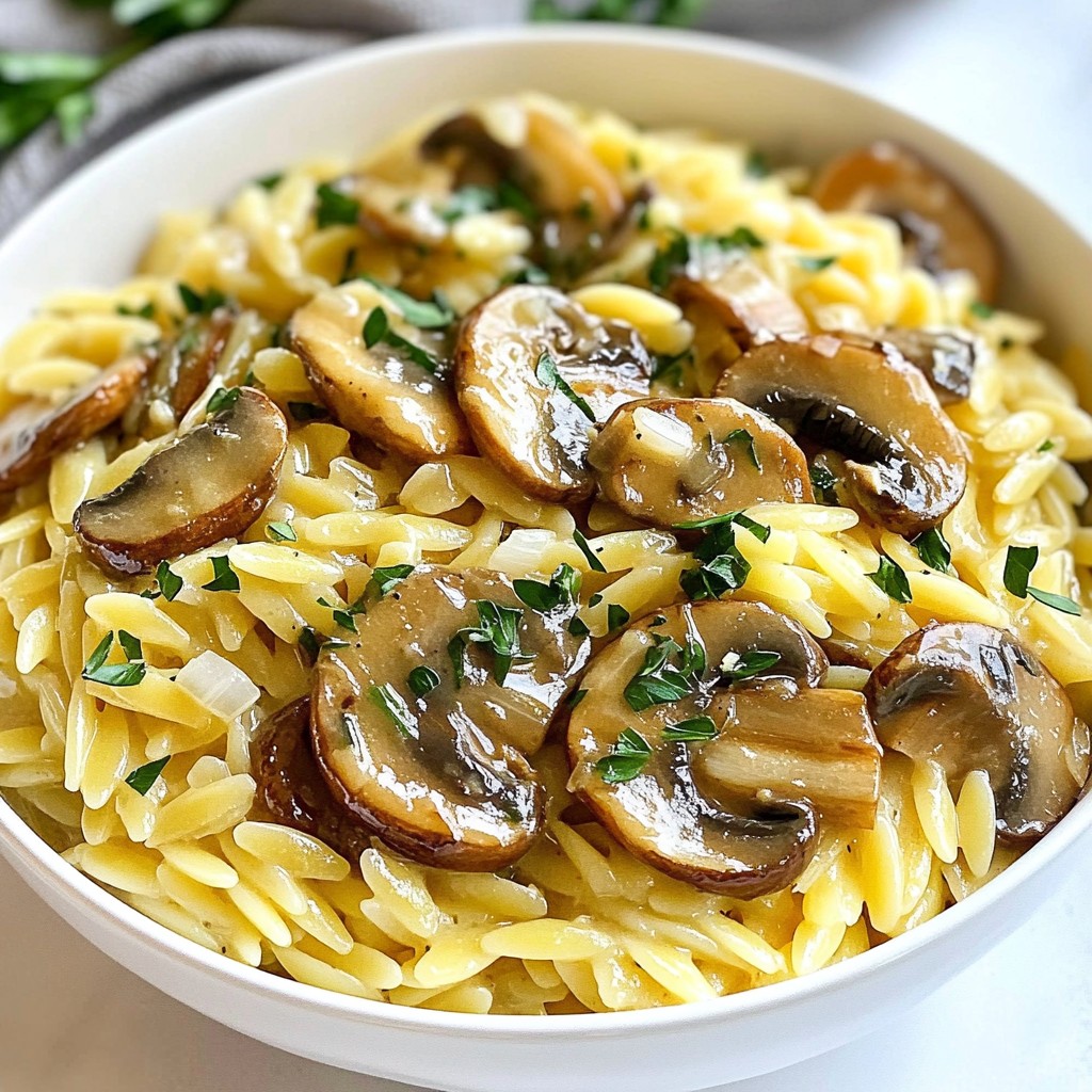 Creamy Garlic Mushroom Orzo Flavorful and Simple Dish