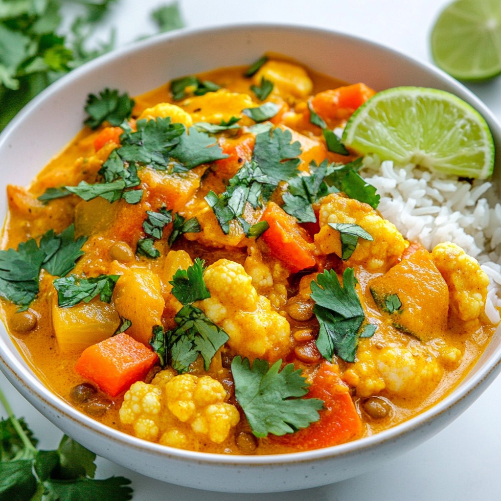 Economical Vegetable and Lentil Coconut Curry Delight