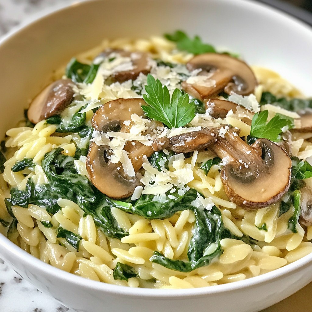 Affordable Creamy Spinach and Mushroom Orzo Recipe