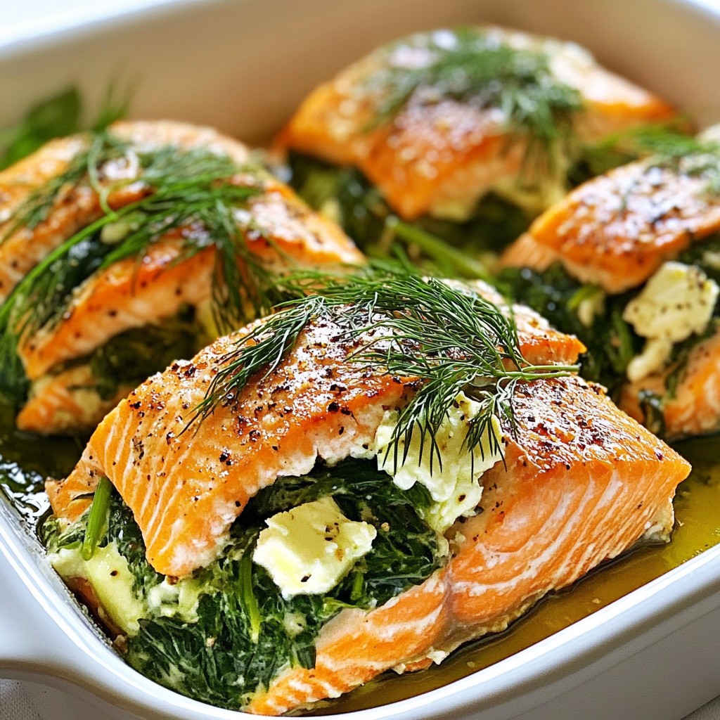 Spinach Feta Stuffed Salmon Healthy Dinner Idea