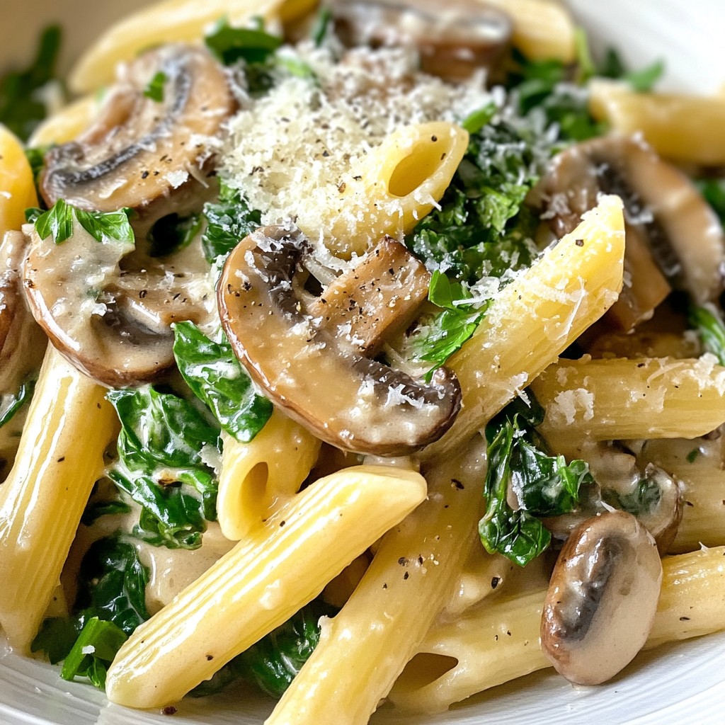 Economical Creamy Mushroom and Spinach Pasta Recipe