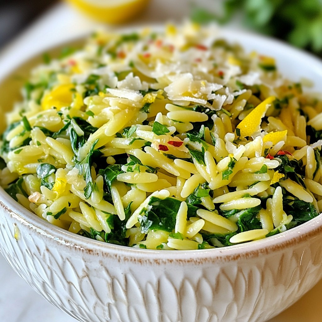 Lemon Garlic Spinach Orzo Flavorful and Easy Recipe
