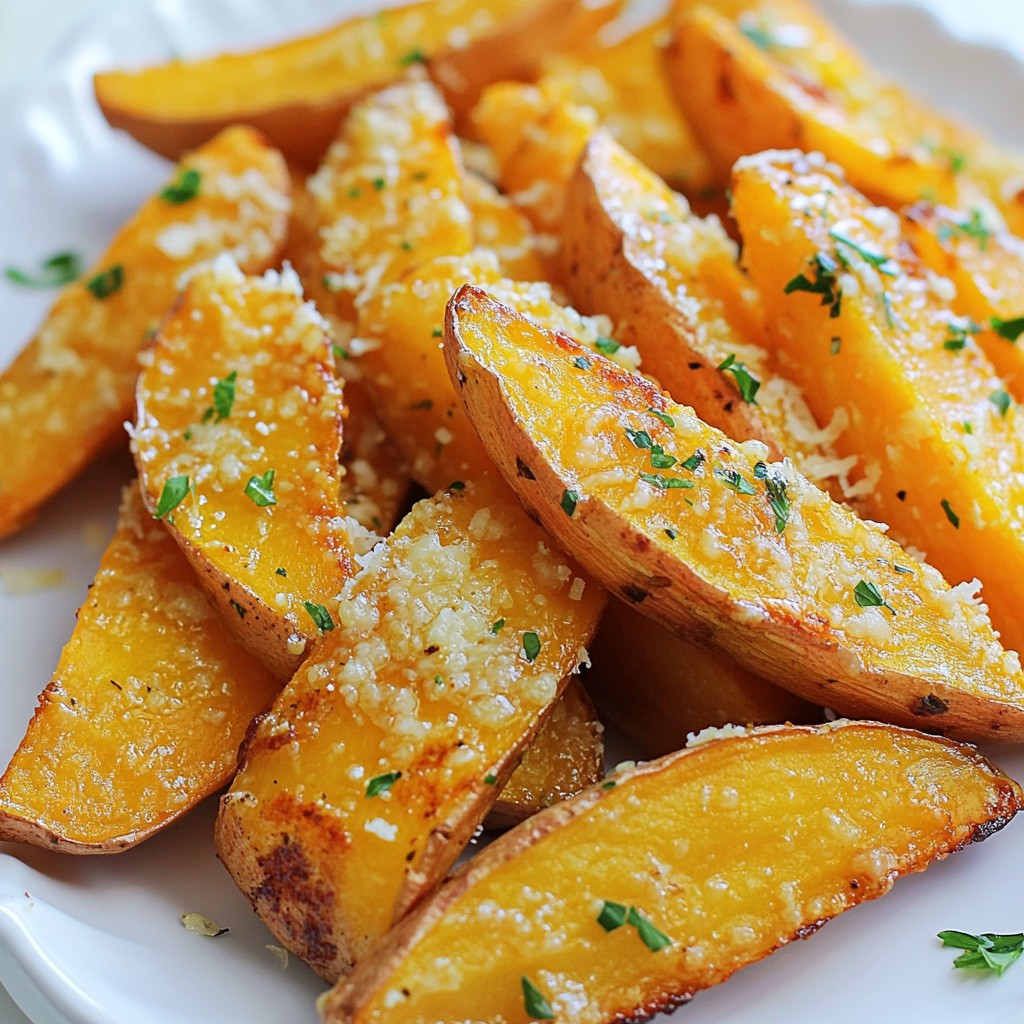Garlic Parmesan Sweet Potato Wedges Simple and Tasty