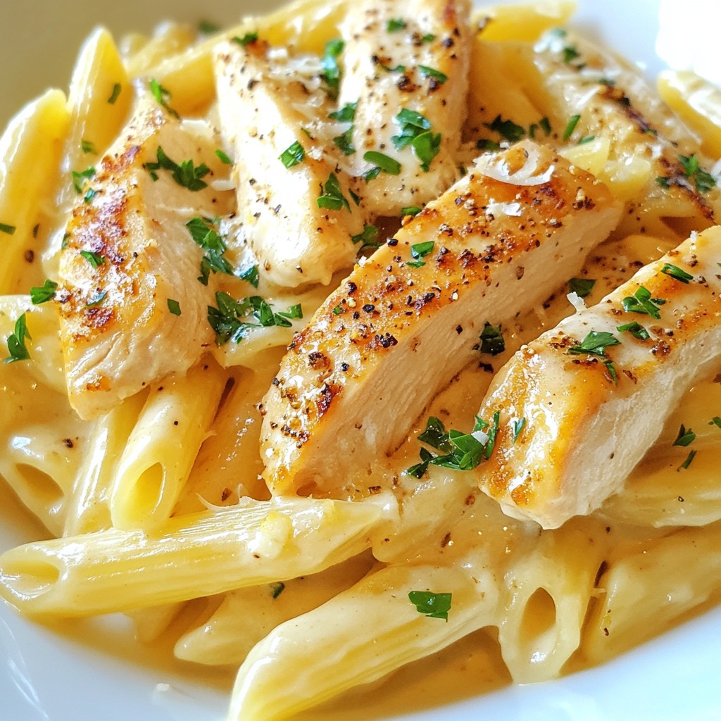 Under $10 Creamy Garlic Herb Chicken Pasta Delight