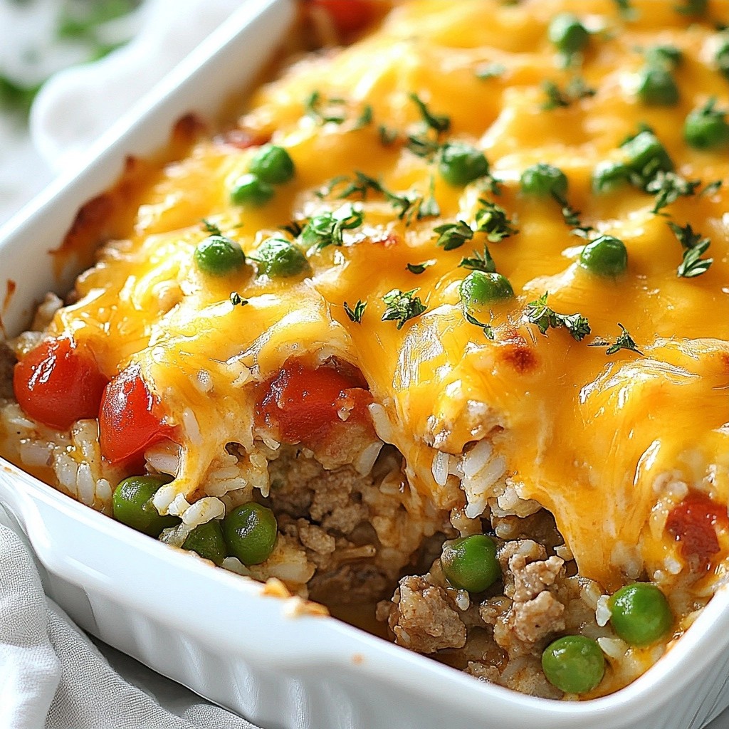 Cheap Cheesy Beef and Rice Casserole Delight