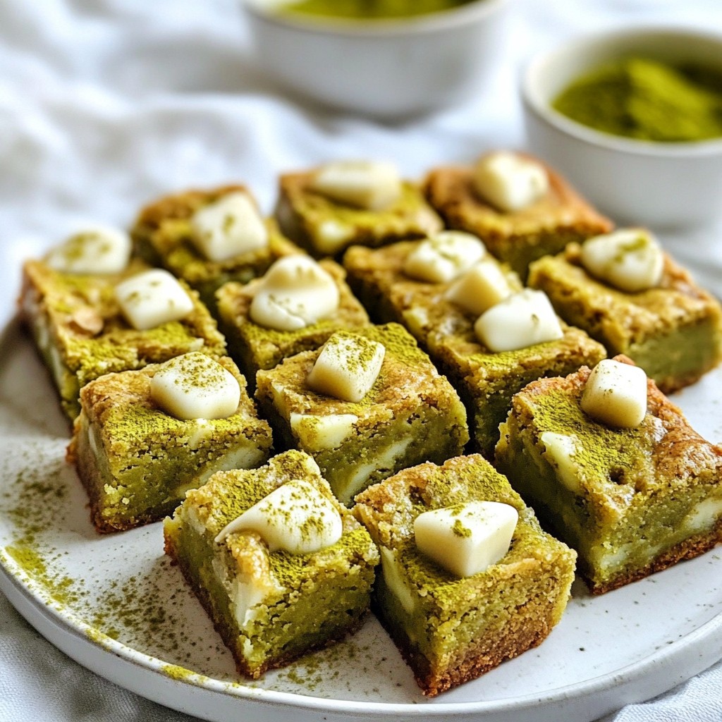 Matcha White Chocolate Blondies Delightful and Chewy