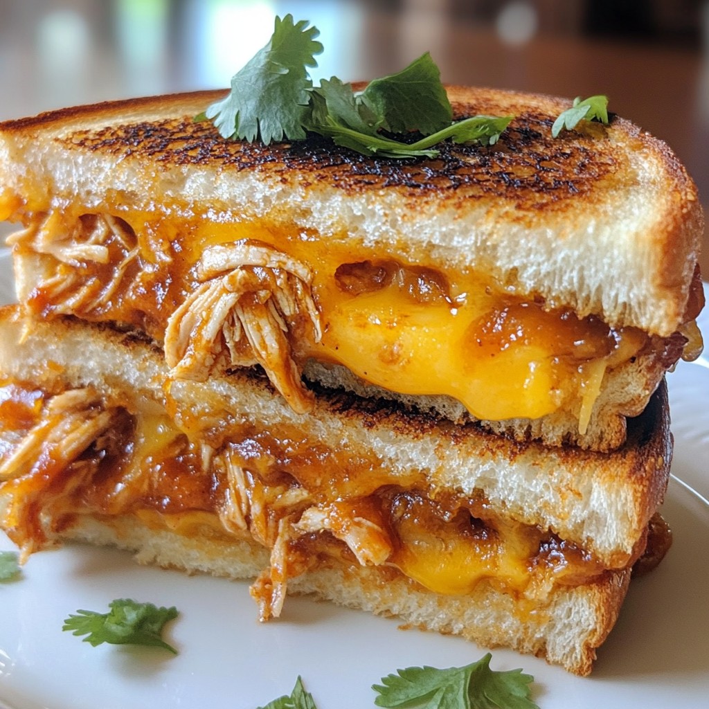 BBQ Chicken Grilled Cheese Tasty Delightful Meal